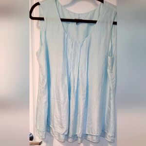 J. Jill 100% Silk Light Blue Pleated Beaded Lined Sleeveless Tunic Small Boho
